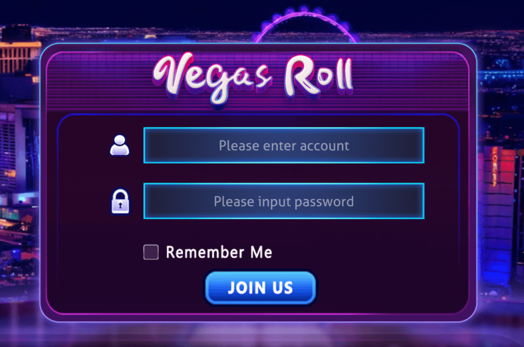 vegas roll admin login page